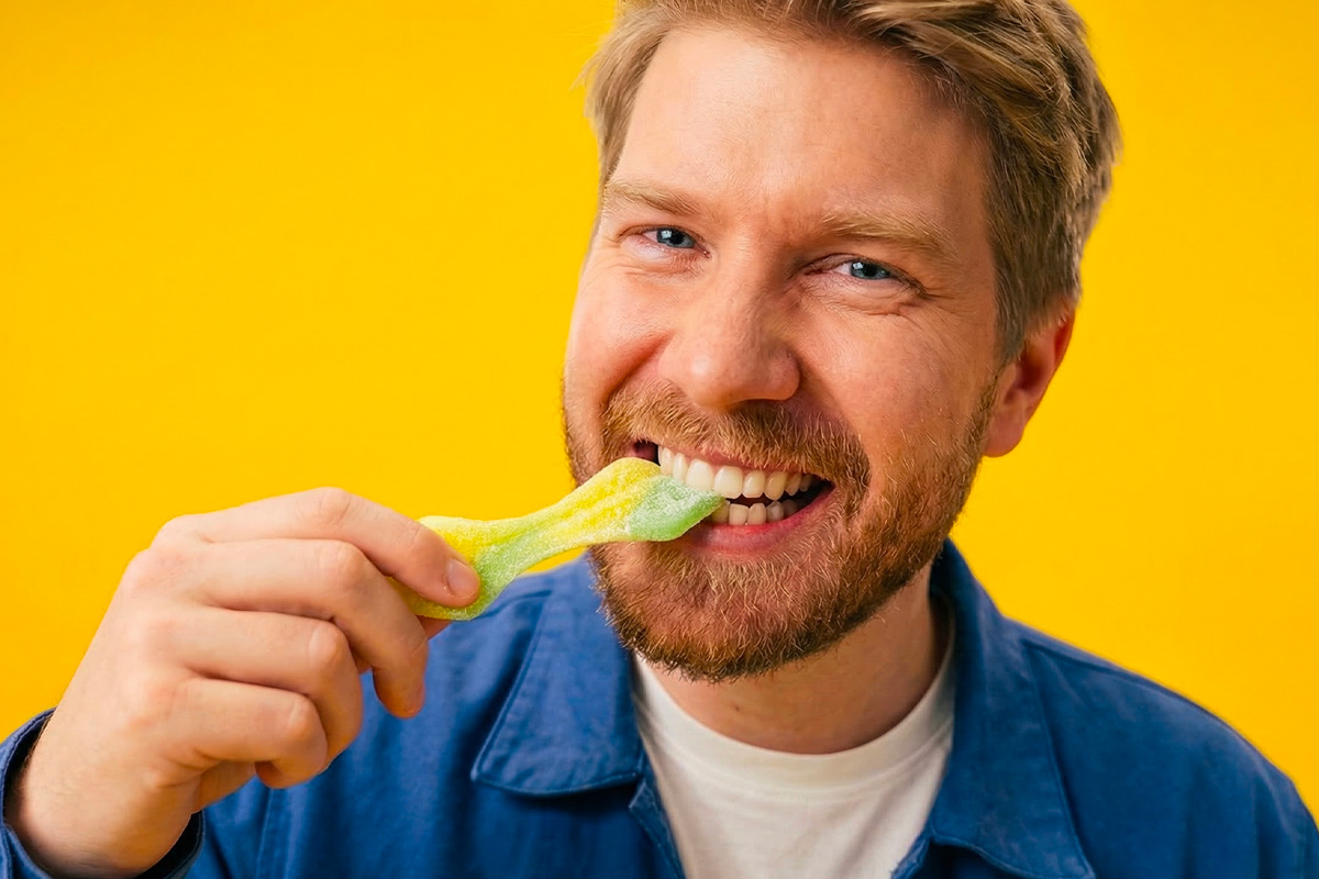 Sour BUBS candy available to buy in the US — close-up of sour gummy skulls