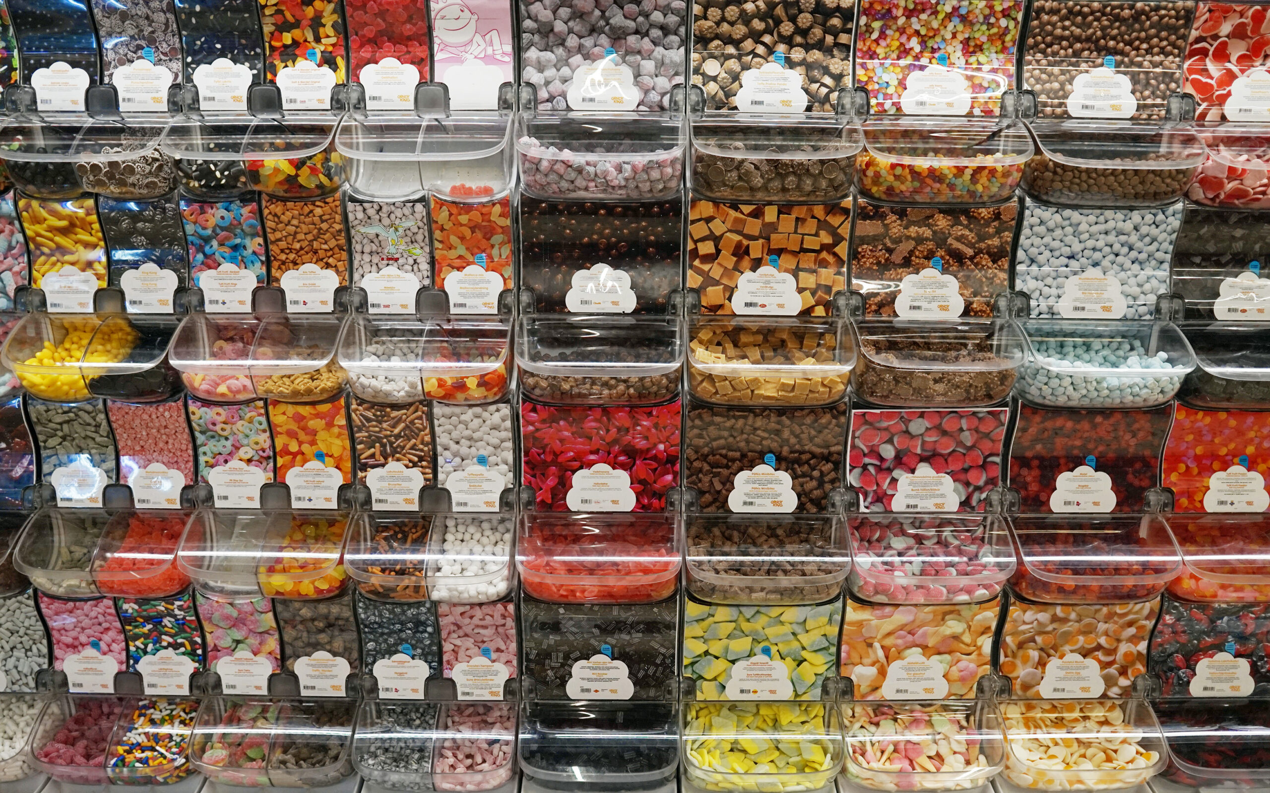Candy King Swedish pick-and-mix candy display, like the authentic Swedish candy at Bliss in Southington, Connecticut