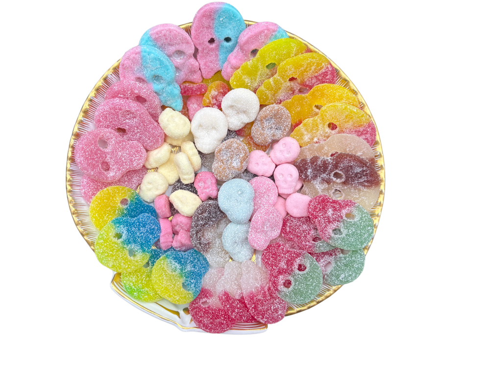 Skull Soiree Mix 16 oz Swedish candy product shot from Confetti Blossom Sweets in Minneapolis, Minnesota