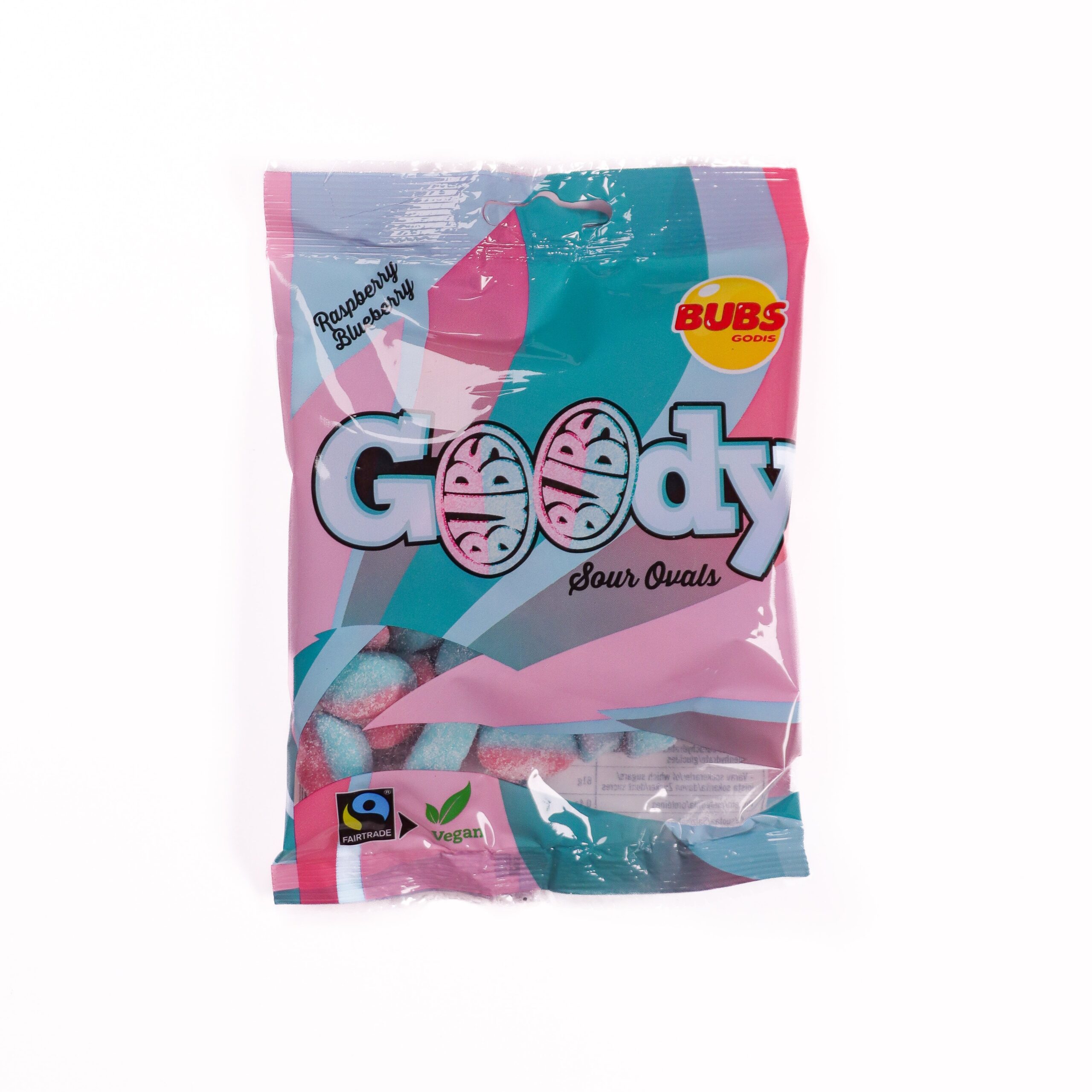 BUBS Goody Raspberry Blueberry Ovals 90g bag at Swedish Moose Candy Co, Utah